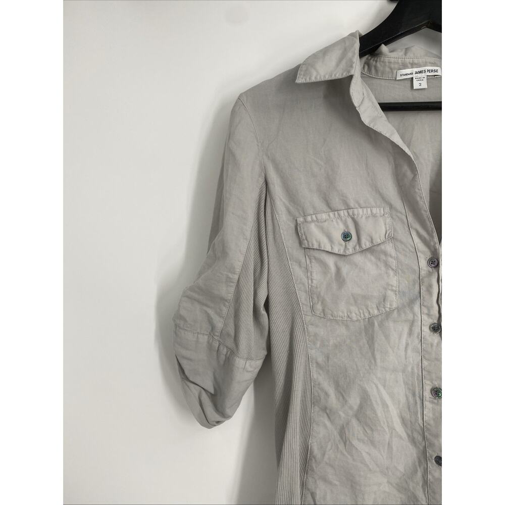 James Perse Button Up Shirt Women Size 2 Quiet Luxury Preppy Office Siren 1122 - Picture 3 of 11